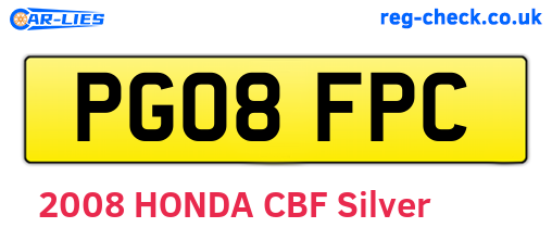 PG08FPC are the vehicle registration plates.