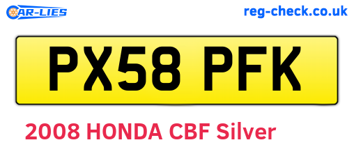 PX58PFK are the vehicle registration plates.