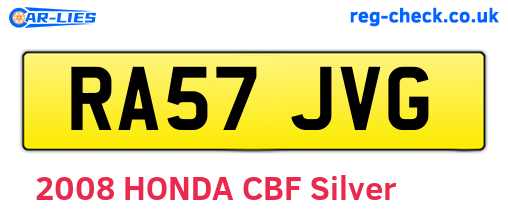 RA57JVG are the vehicle registration plates.