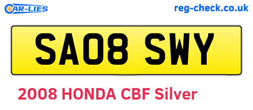 SA08SWY are the vehicle registration plates.