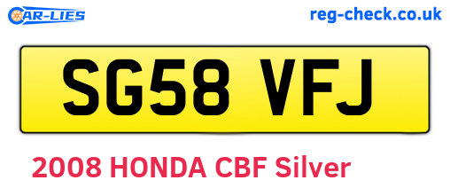 SG58VFJ are the vehicle registration plates.