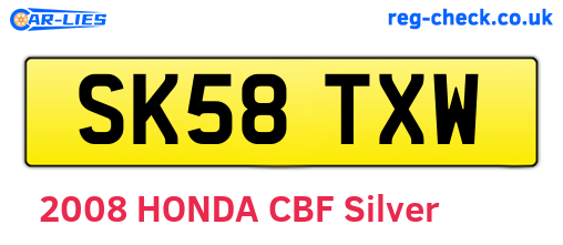 SK58TXW are the vehicle registration plates.