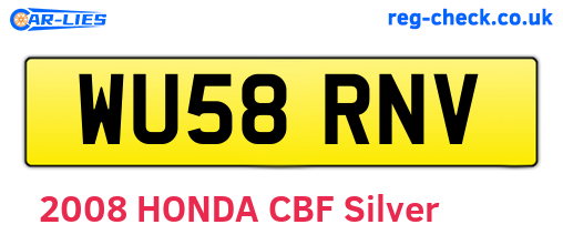 WU58RNV are the vehicle registration plates.