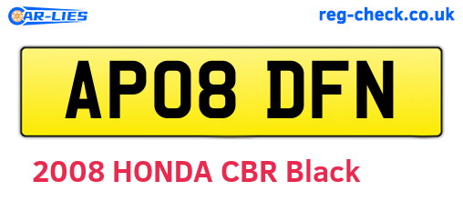 AP08DFN are the vehicle registration plates.