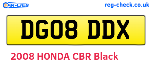 DG08DDX are the vehicle registration plates.