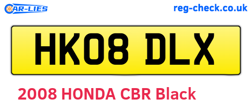 HK08DLX are the vehicle registration plates.