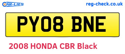 PY08BNE are the vehicle registration plates.