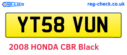 YT58VUN are the vehicle registration plates.