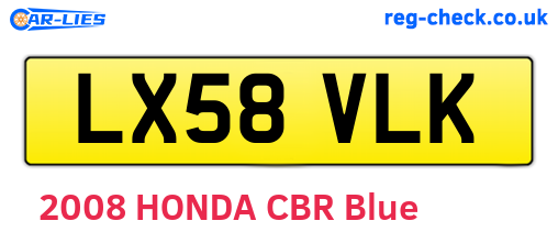 LX58VLK are the vehicle registration plates.
