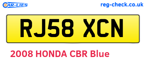 RJ58XCN are the vehicle registration plates.
