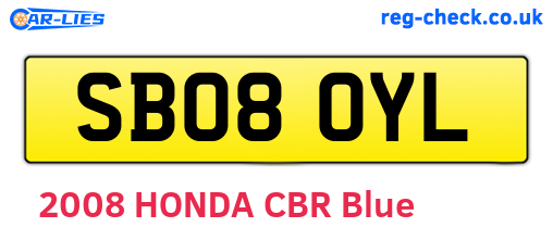 SB08OYL are the vehicle registration plates.