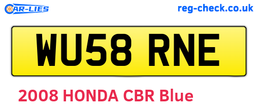 WU58RNE are the vehicle registration plates.