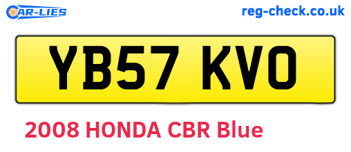 YB57KVO are the vehicle registration plates.