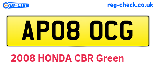 AP08OCG are the vehicle registration plates.