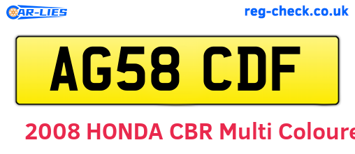 AG58CDF are the vehicle registration plates.