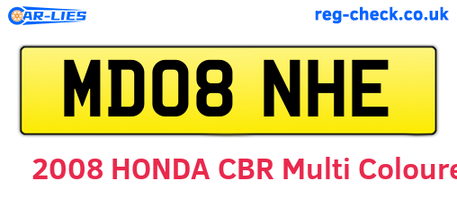 MD08NHE are the vehicle registration plates.