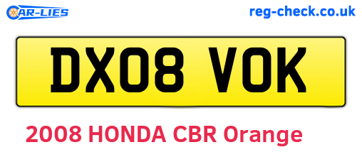 DX08VOK are the vehicle registration plates.