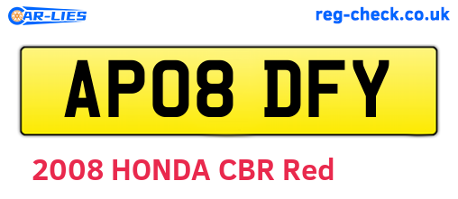 AP08DFY are the vehicle registration plates.