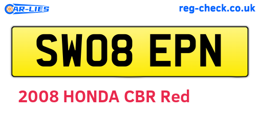SW08EPN are the vehicle registration plates.