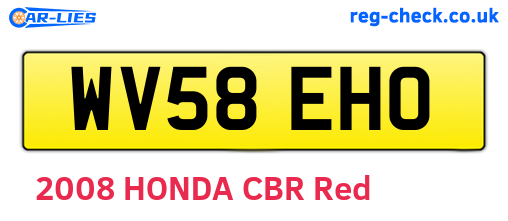 WV58EHO are the vehicle registration plates.