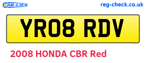 YR08RDV are the vehicle registration plates.