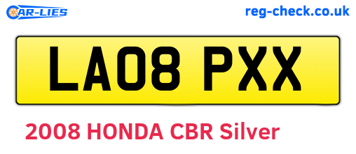 LA08PXX are the vehicle registration plates.