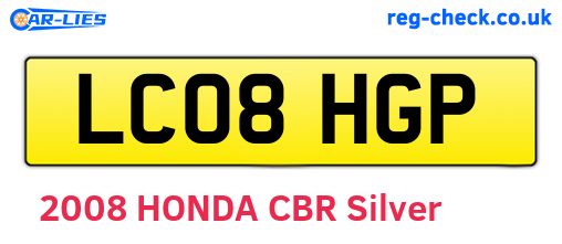 LC08HGP are the vehicle registration plates.