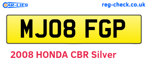MJ08FGP are the vehicle registration plates.