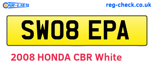 SW08EPA are the vehicle registration plates.