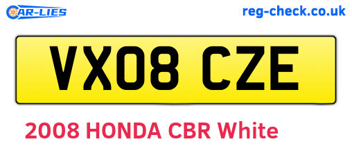 VX08CZE are the vehicle registration plates.