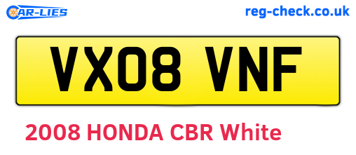 VX08VNF are the vehicle registration plates.