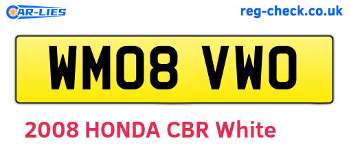 WM08VWO are the vehicle registration plates.