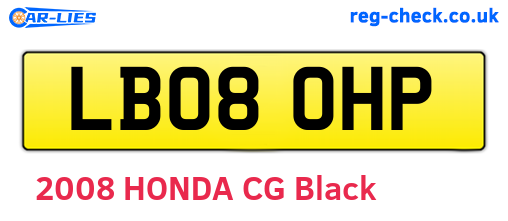 LB08OHP are the vehicle registration plates.