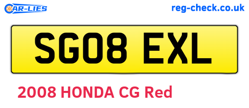 SG08EXL are the vehicle registration plates.