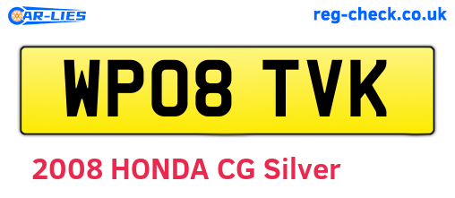 WP08TVK are the vehicle registration plates.