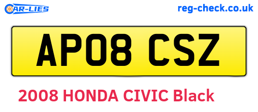 AP08CSZ are the vehicle registration plates.