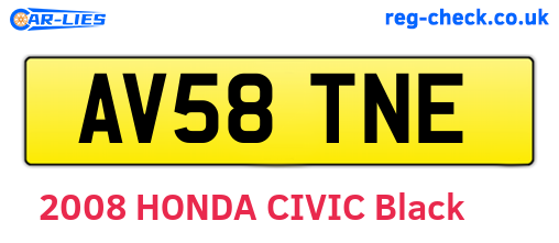 AV58TNE are the vehicle registration plates.