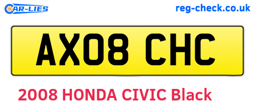 AX08CHC are the vehicle registration plates.