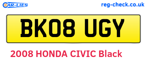 BK08UGY are the vehicle registration plates.