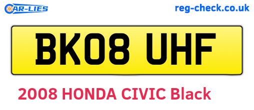 BK08UHF are the vehicle registration plates.
