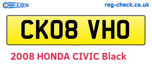 CK08VHO are the vehicle registration plates.