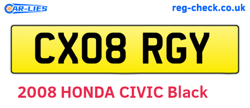 CX08RGY are the vehicle registration plates.