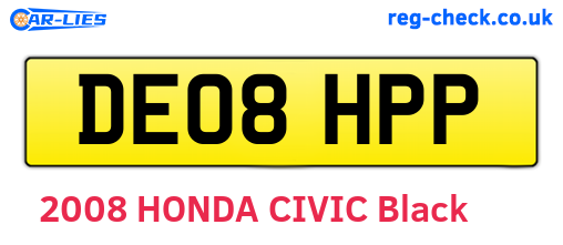 DE08HPP are the vehicle registration plates.