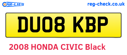 DU08KBP are the vehicle registration plates.