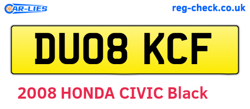 DU08KCF are the vehicle registration plates.