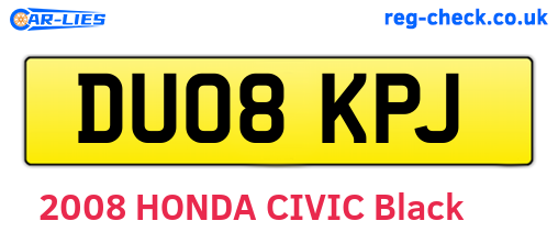 DU08KPJ are the vehicle registration plates.