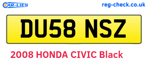 DU58NSZ are the vehicle registration plates.