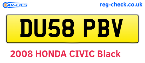 DU58PBV are the vehicle registration plates.