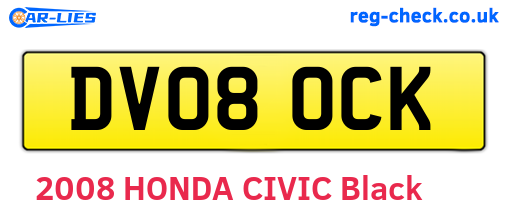 DV08OCK are the vehicle registration plates.