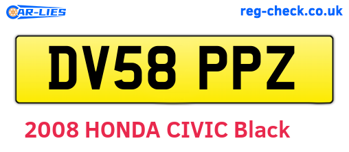 DV58PPZ are the vehicle registration plates.